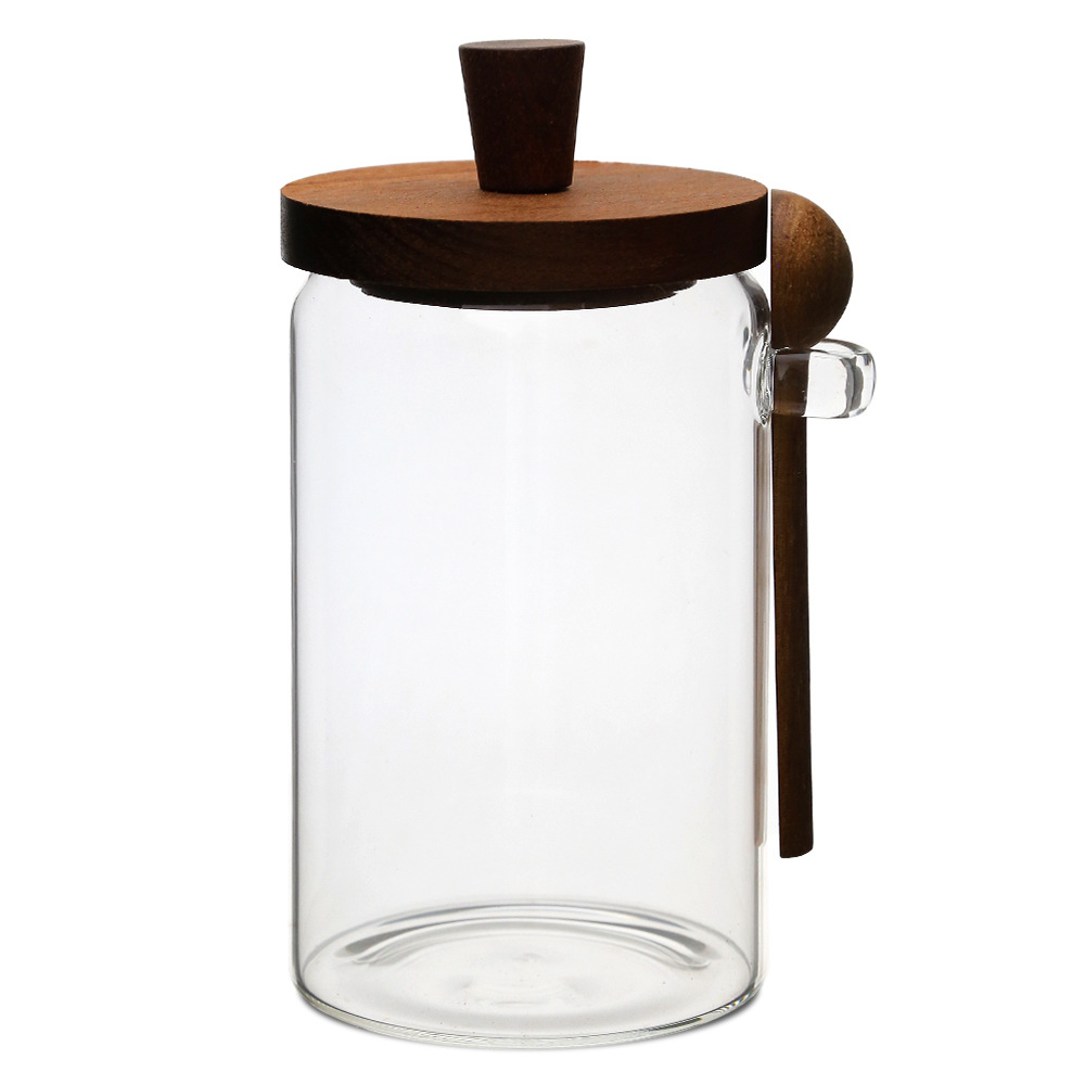 1 pot verre café 25 oz avec cuillère, rangement thé/épices/café