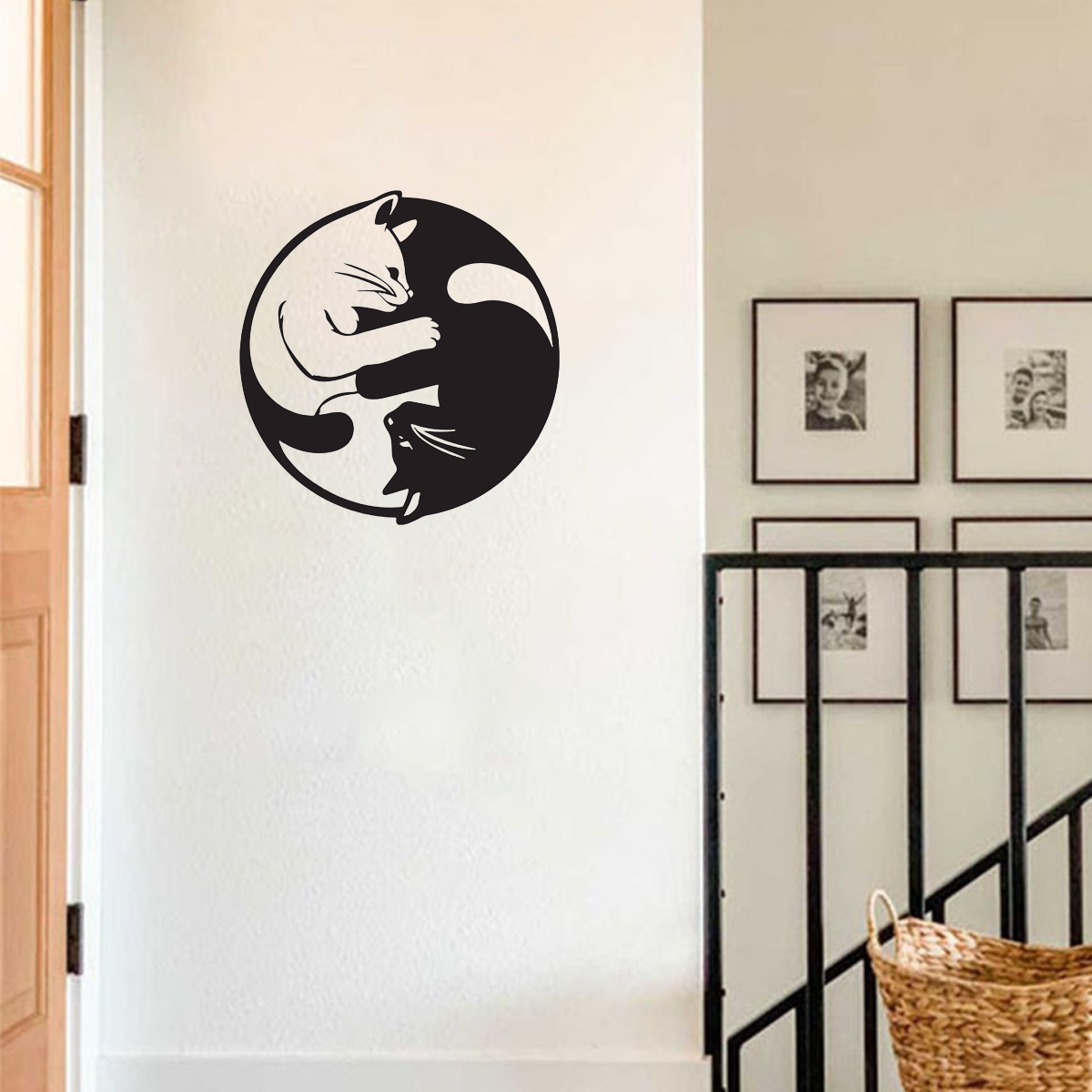 Art mural métal yin-yang chat - Sculpture artisanale