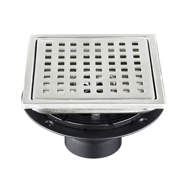 Drain douche carré 6 po acier inox 304 nickel brossé