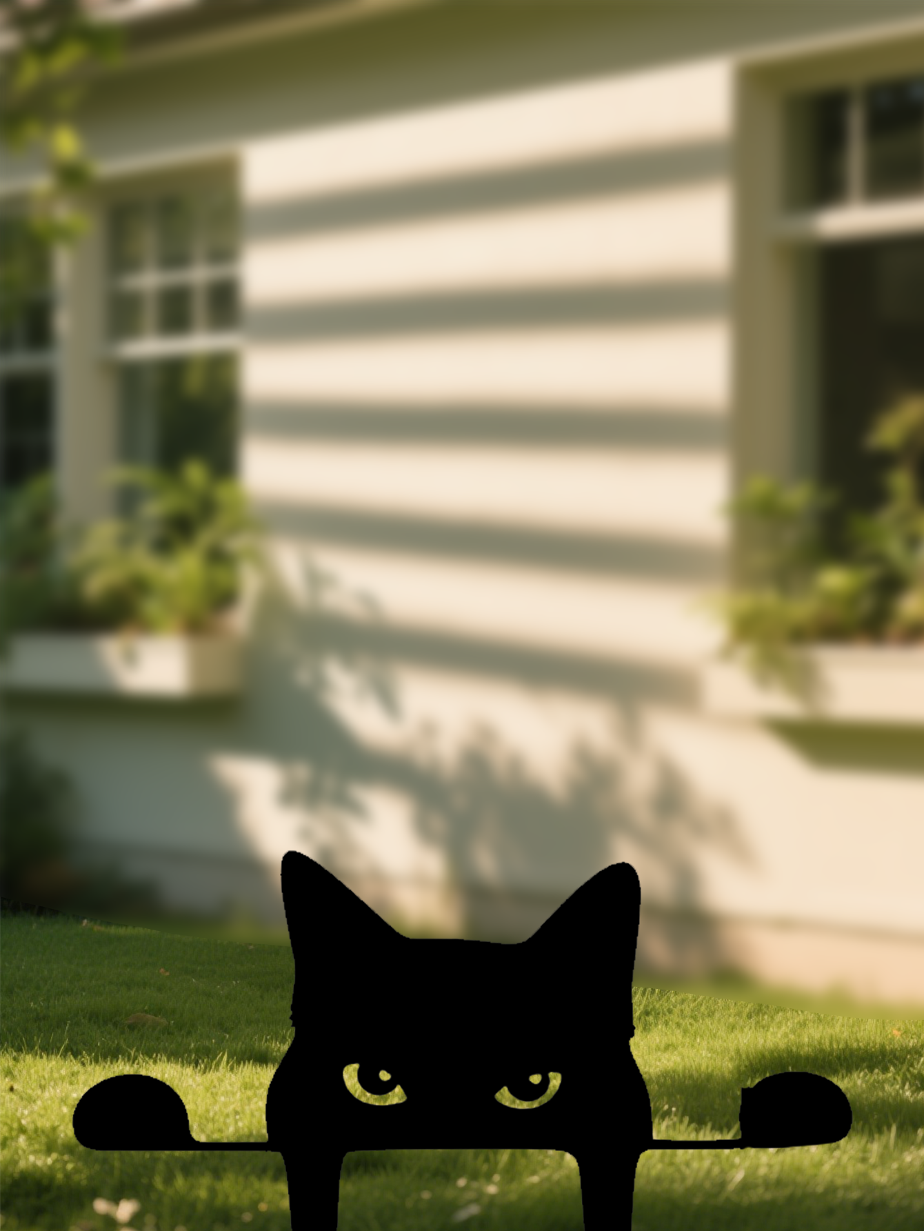 Décor jardin chat métal fantaisiste adorable