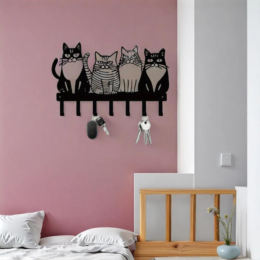 Ensemble crochets mur chat mignon décor ferme