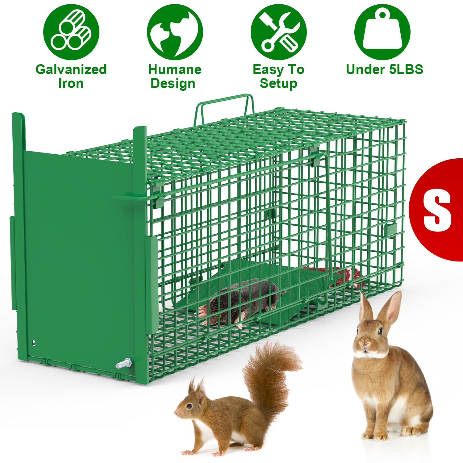Piège cage humain galvanisé 26"-40" vert