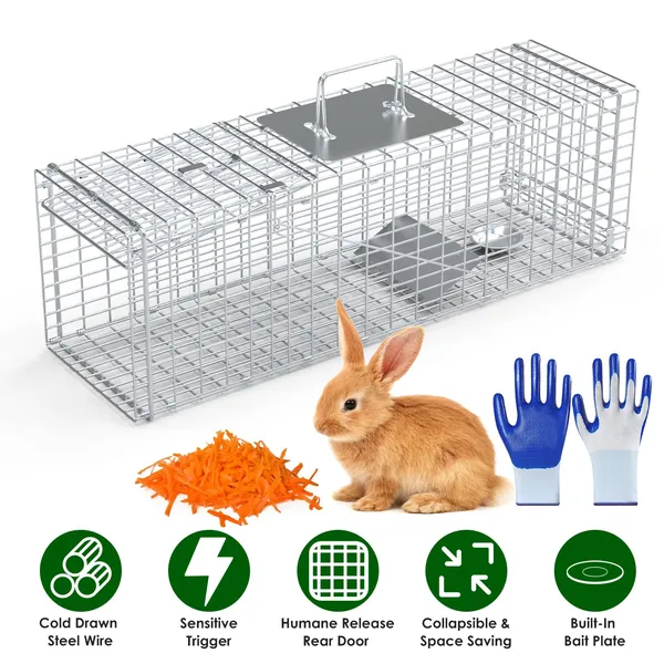 Piège cage animaux vivants 27x7,5x8 po, humain chat raton