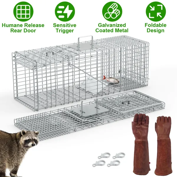Piège chat humain cage gants fil galvanisé