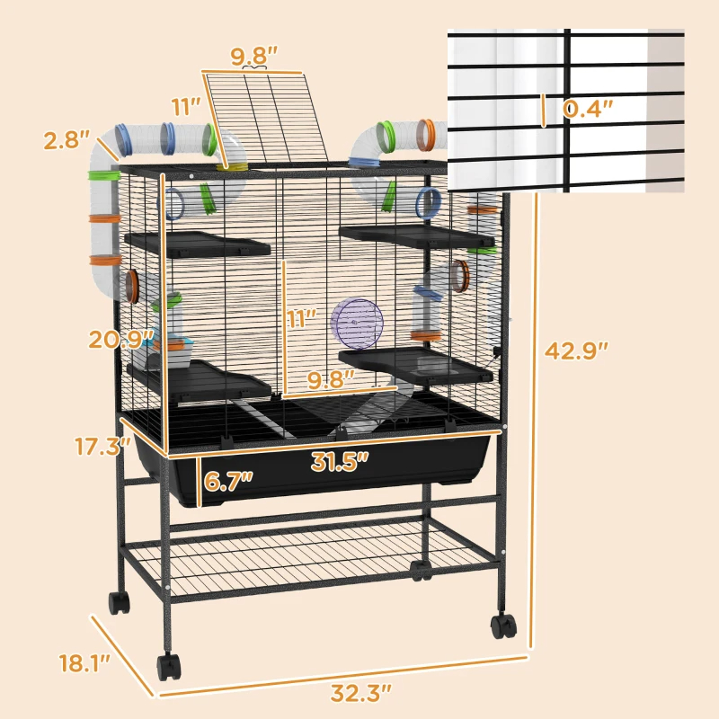 Cage petit animal hamster système tuyautage