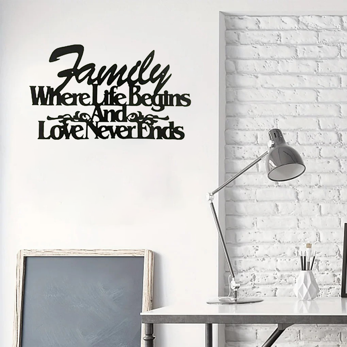 Pancarte métal vintage mur « Where Life Begins, Love Never Ends »