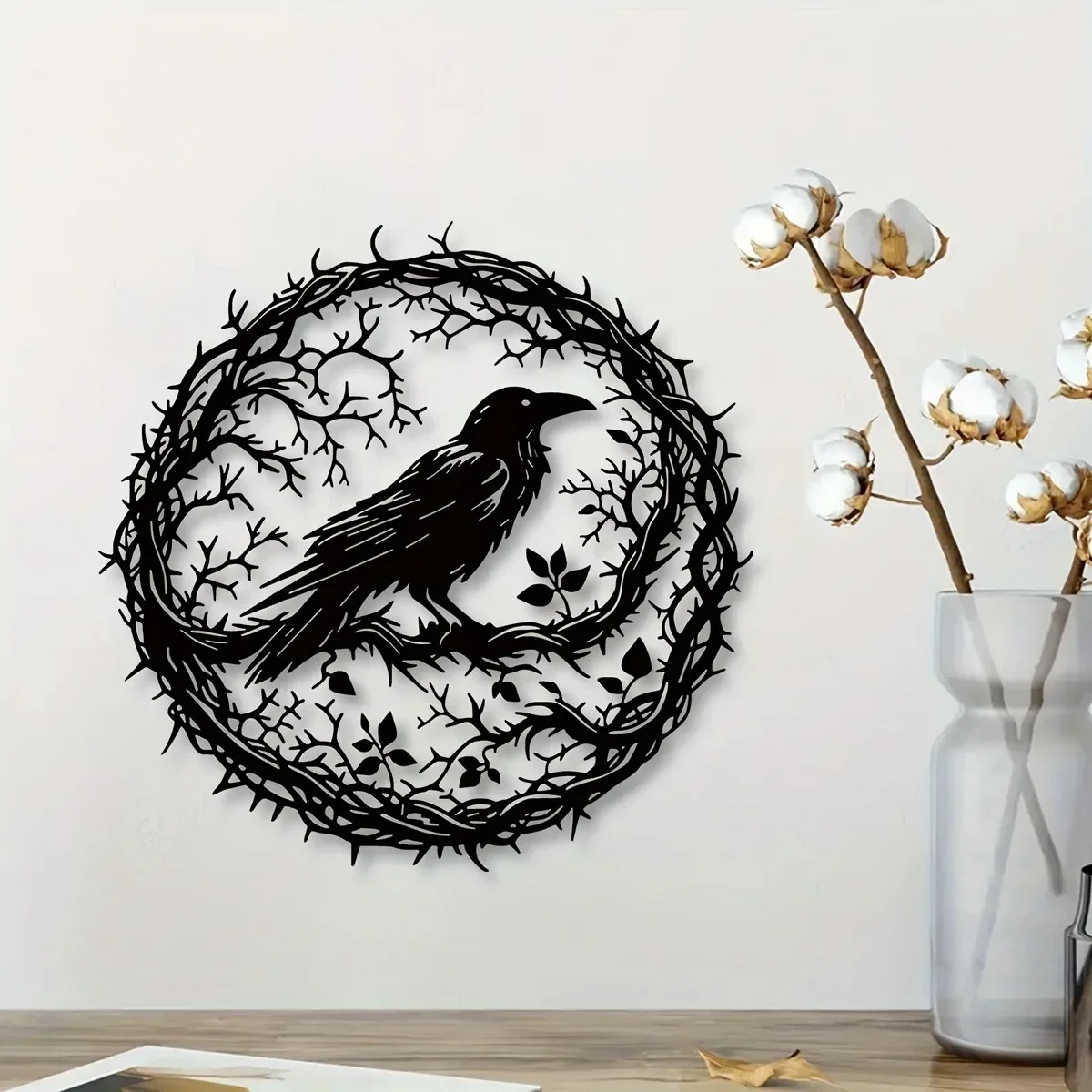 Décoration murale corbeau noir goth - Silhouette fer