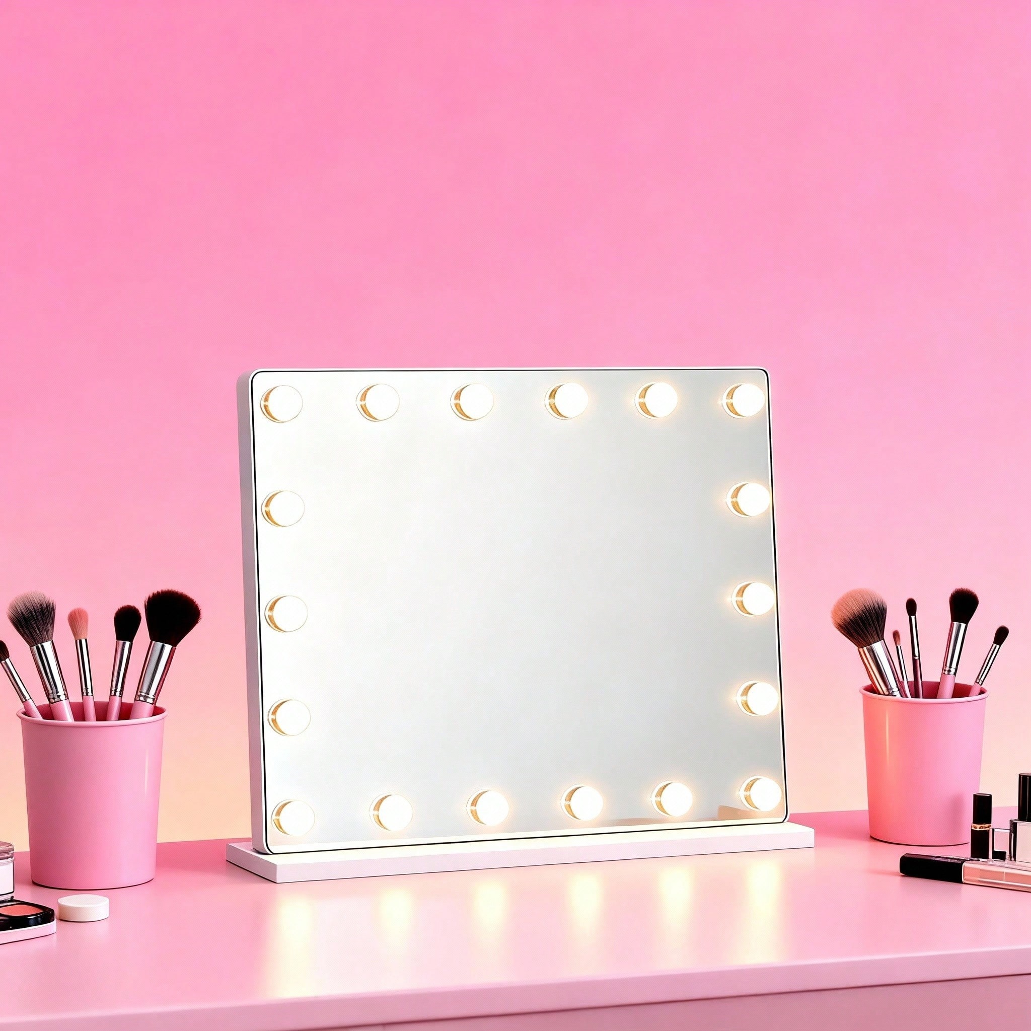 Miroir maquillage LED 15 ampoules rechargeables