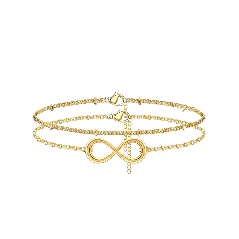 Bracelet or délicat femme, or 14K plaqué, ajustable, chaîne ovale