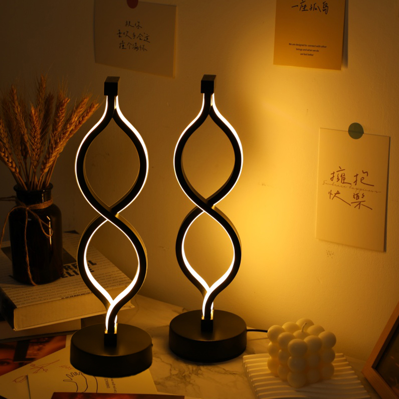 2 lampes bureau vague moderne USB 3 couleurs