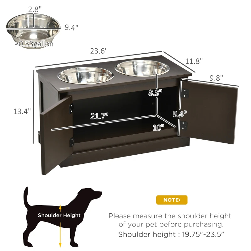 Bols chien surélevés rangement acier inox café