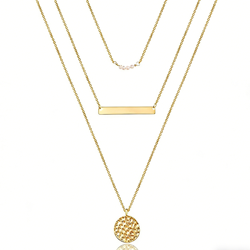 Collier chaîne or 14K plaqué, pendentif Y, multicouche ajustable, femme