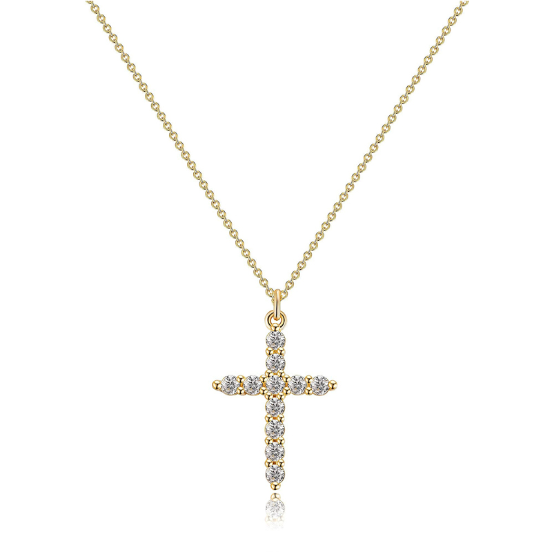 COLORFUL BLING Collier croix cubique zircone, pendentif, or/argent