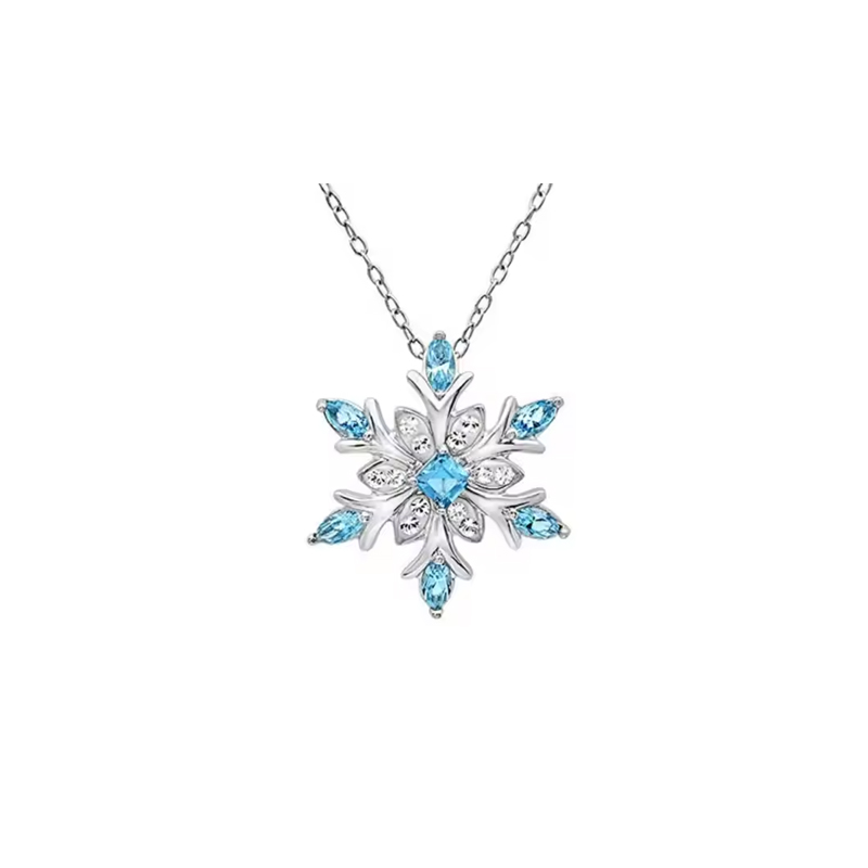 Collier pendentif flocon argent avec cristaux autrichiens
