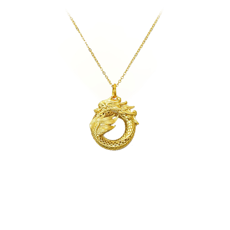 Collier or 24k dragon ouroboros symbole infini