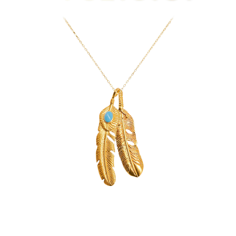 Collier plaqué or 24k maman fille plume personnalisé
