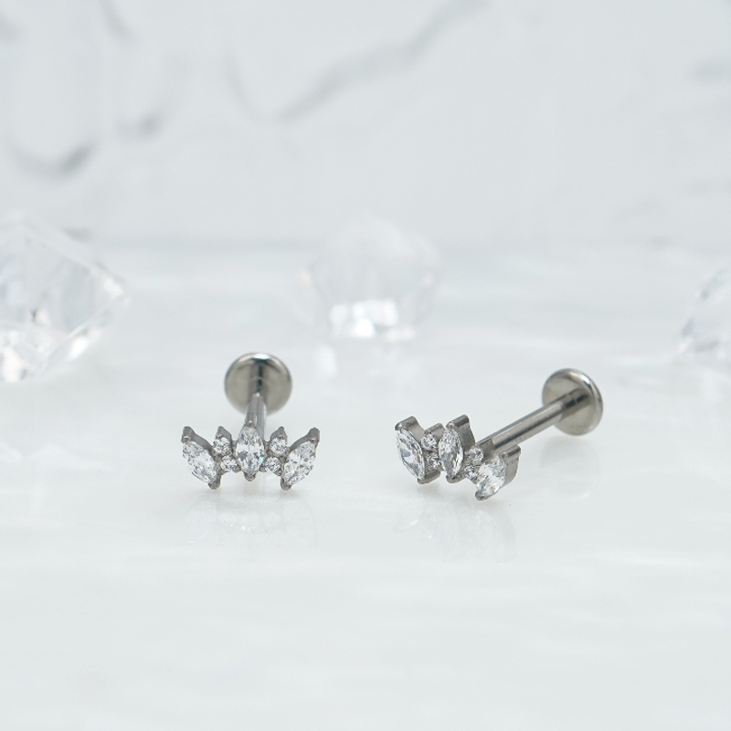 Boucles d'oreilles zircon fleurs grappes