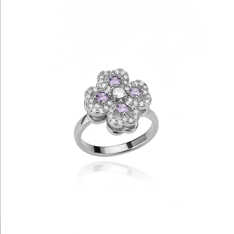Bague tournante zircon acier inoxydable ajustable femme