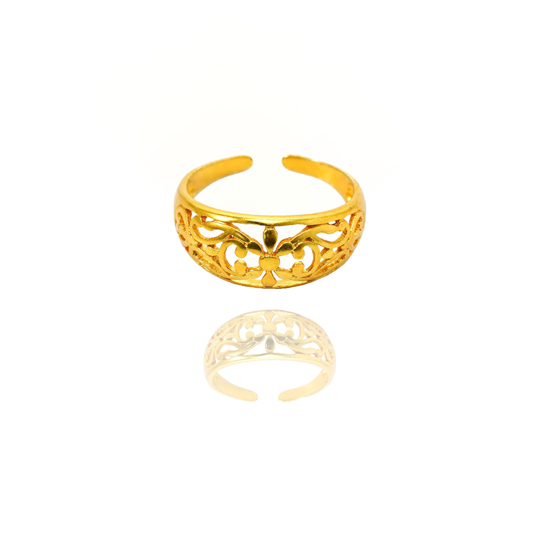 Bague fleurs or 24k acier inoxydable femme