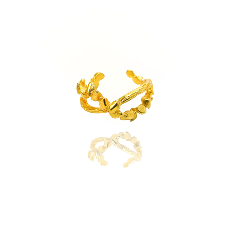 Bague ondulée or 24k ajustable océan minimaliste femme