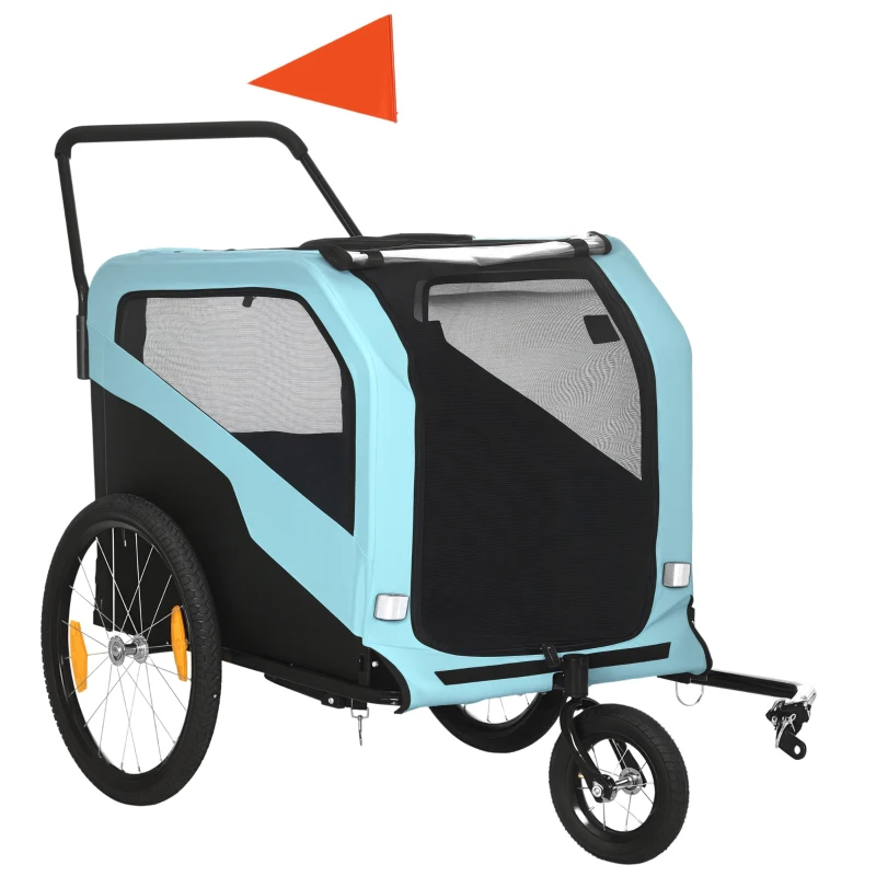 Remorque vélo 2-en-1 pour gros chiens, bleu