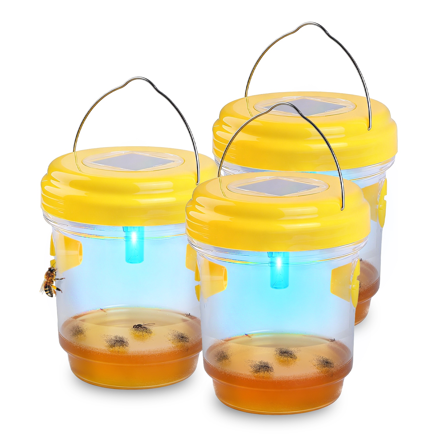 3Pack Pièges guêpes solaires UV lumière mouches à fruits