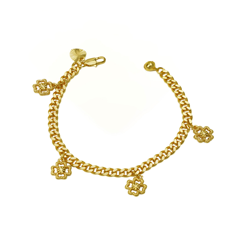 Bracelet plaqué or 24K trèfle femme