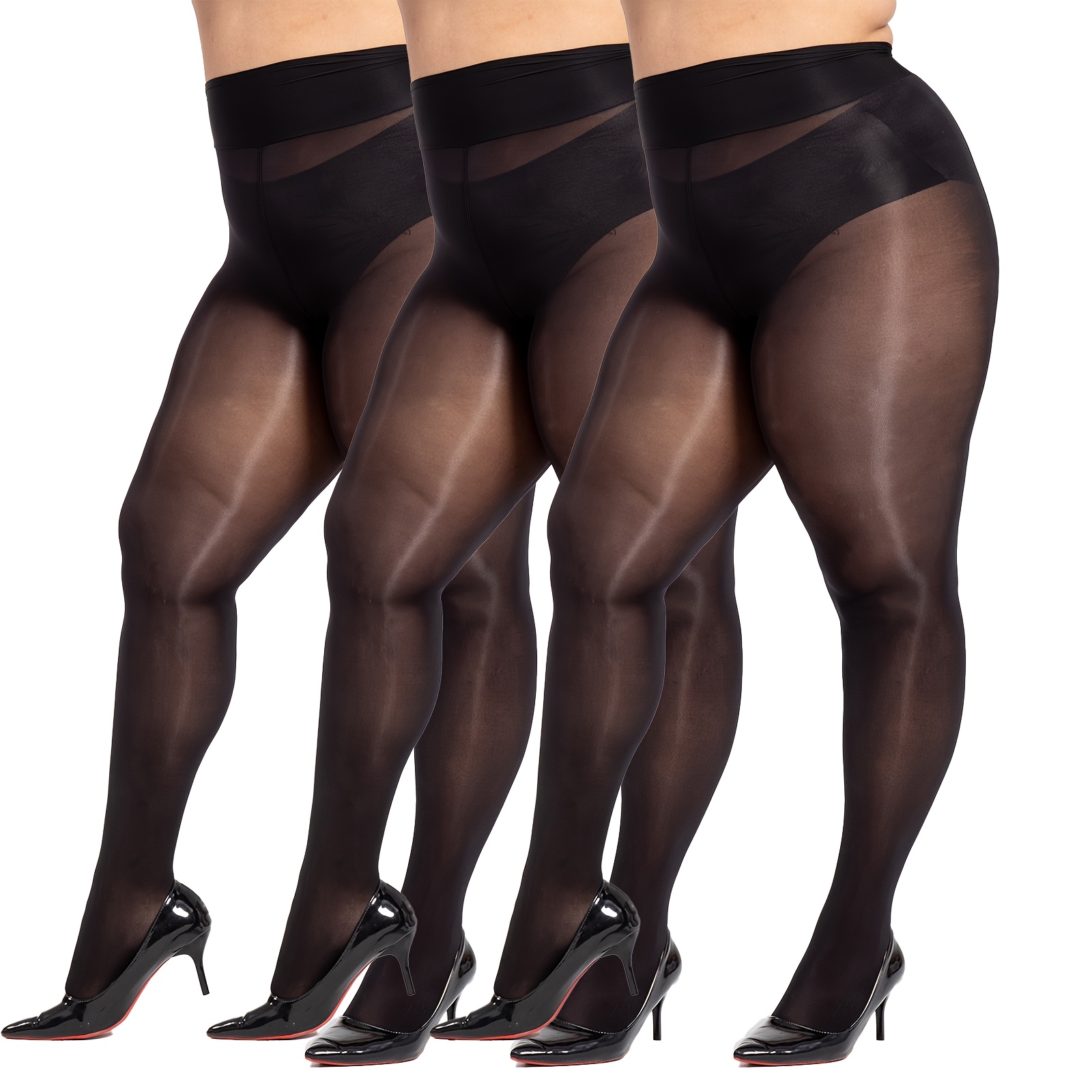 3 paires collants brillants grande taille femmes