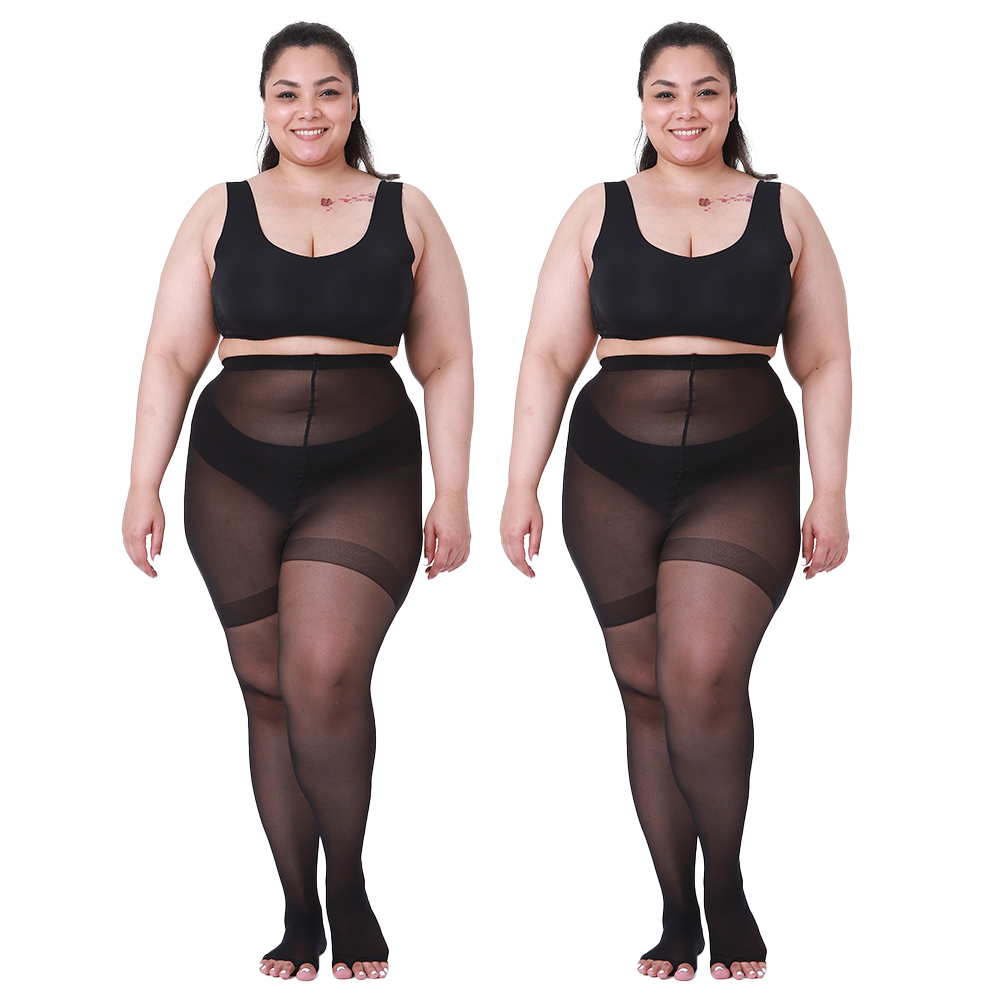 2 paires collants 20D orteils ouverts contrôle femmes