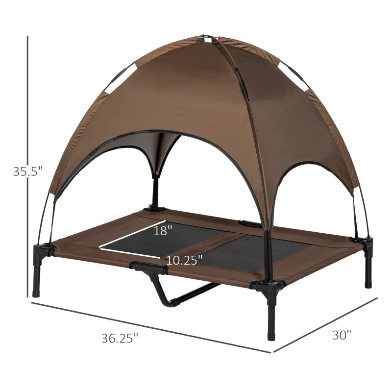 PawHut lit chien surélevé portable, parasol UV