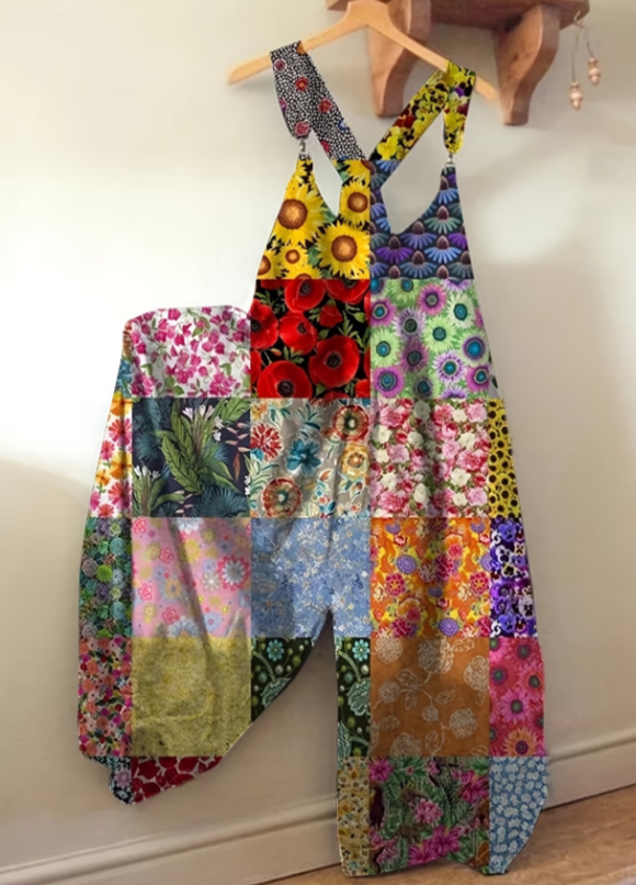Salopette Large Bohème Patchwork Coloré Femme