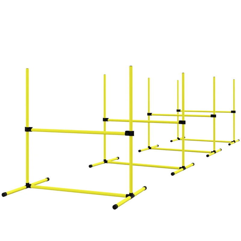 Kit agilité chien 4pcs Barres ajustables Jaune