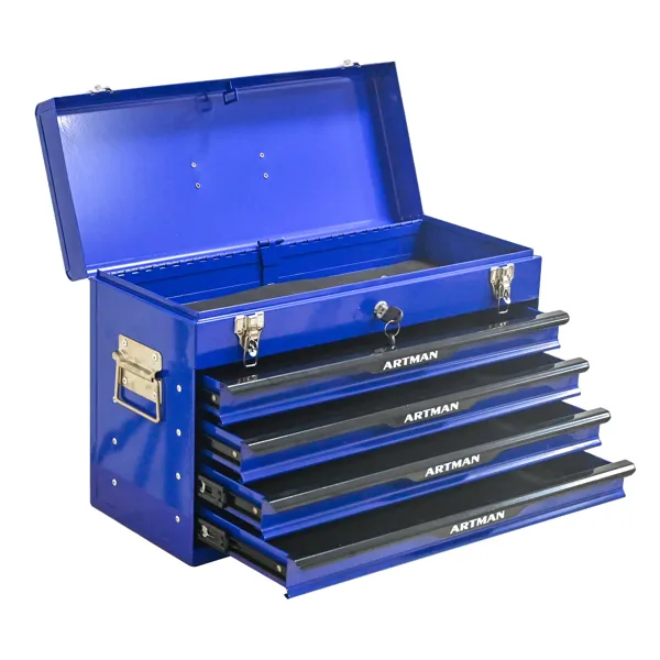 Coffre à outils acier 20 po avec tiroirs et serrure, bleu