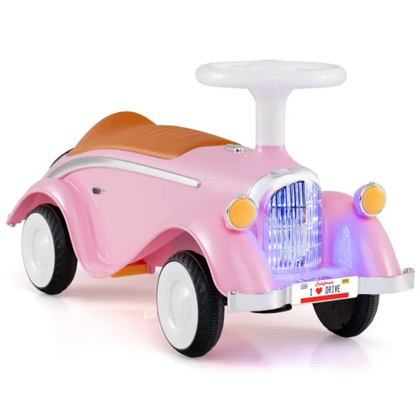 Voiture glissoire enfants rose 19-36 mois, lumières LED klaxon
