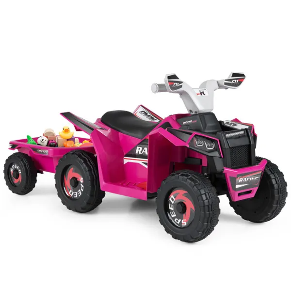 VTT électrique enfant 6V avec remorque - rouge