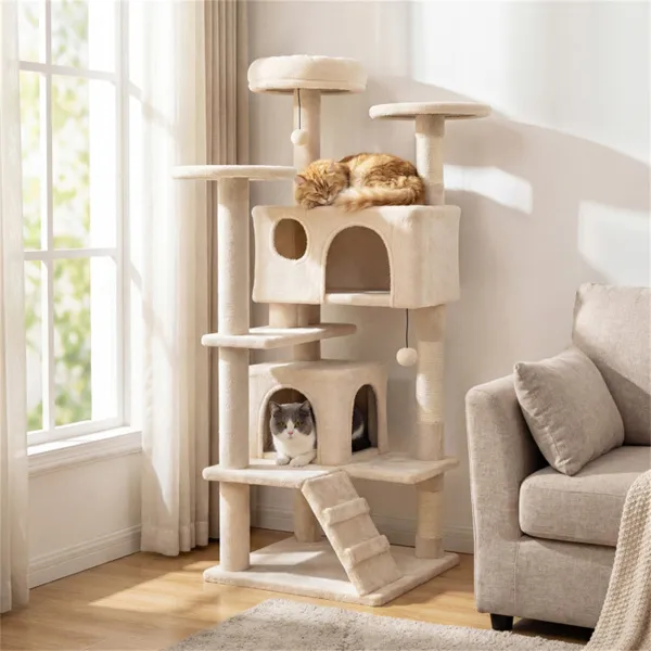 Tour à chat 52 po beige avec perchoirs et condos