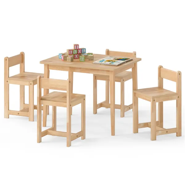 Ensemble table chaises enfants bois caoutchouc naturel
