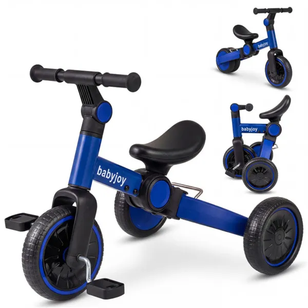 Tricycle Enfant 5-en-1 Pliable - Guidon Ajustable Bleu