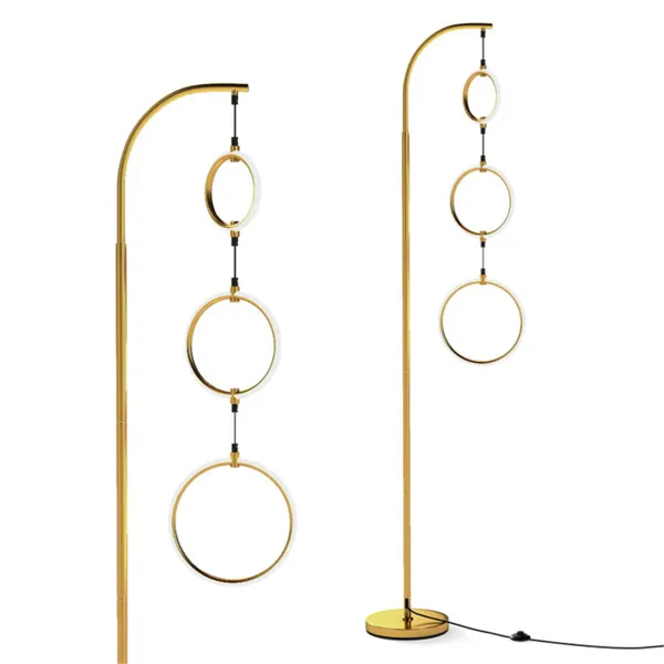 Lampadaire LED 3 cercles or brillance ajustable 3 couleurs température
