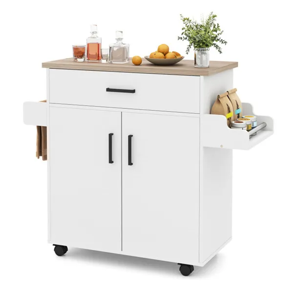 Îlot cuisine roulant 41,5po, blanc, rangement