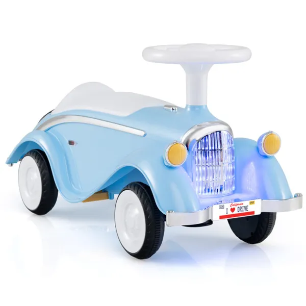 Voiture glissoire enfants bleu 19-36 mois, lumières LED klaxon