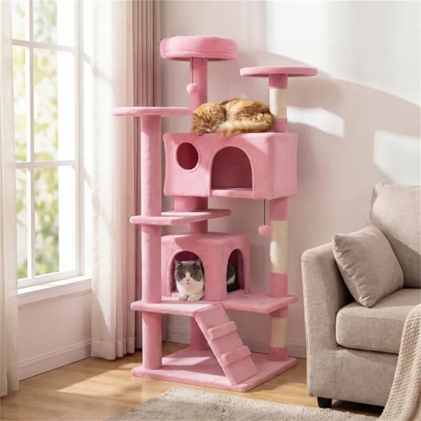 Tour à chat 52 po rose avec perchoirs et condos