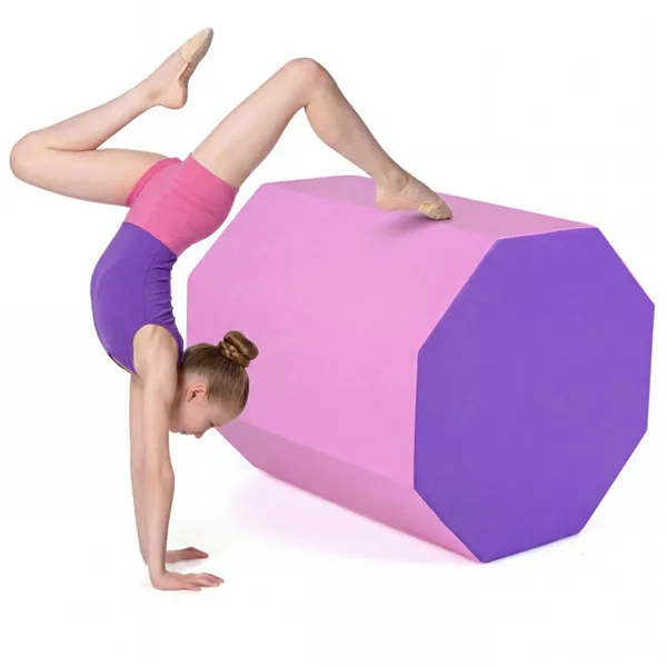Tapis de culbute octogonal rose et mauve pour gymnastics