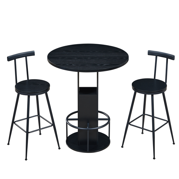 Ensemble table et tabourets bar 31,5" rond, noir