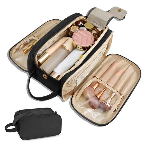 Grand sac cosmétique organisateur voyage cuir PU