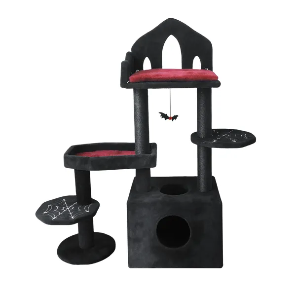 Arbre chat gothique noir 44.5" grattoir jouet