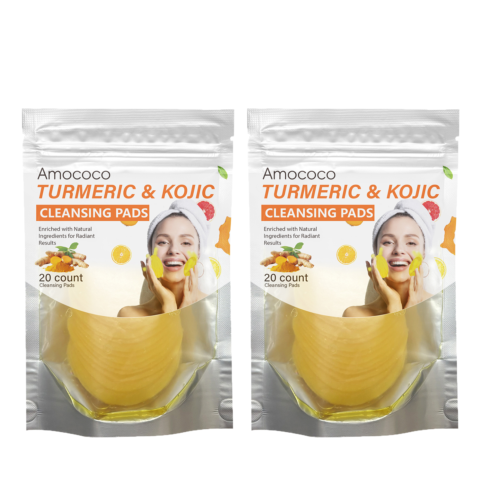 Amococo Tampons Nettoyants Curcuma Kojic