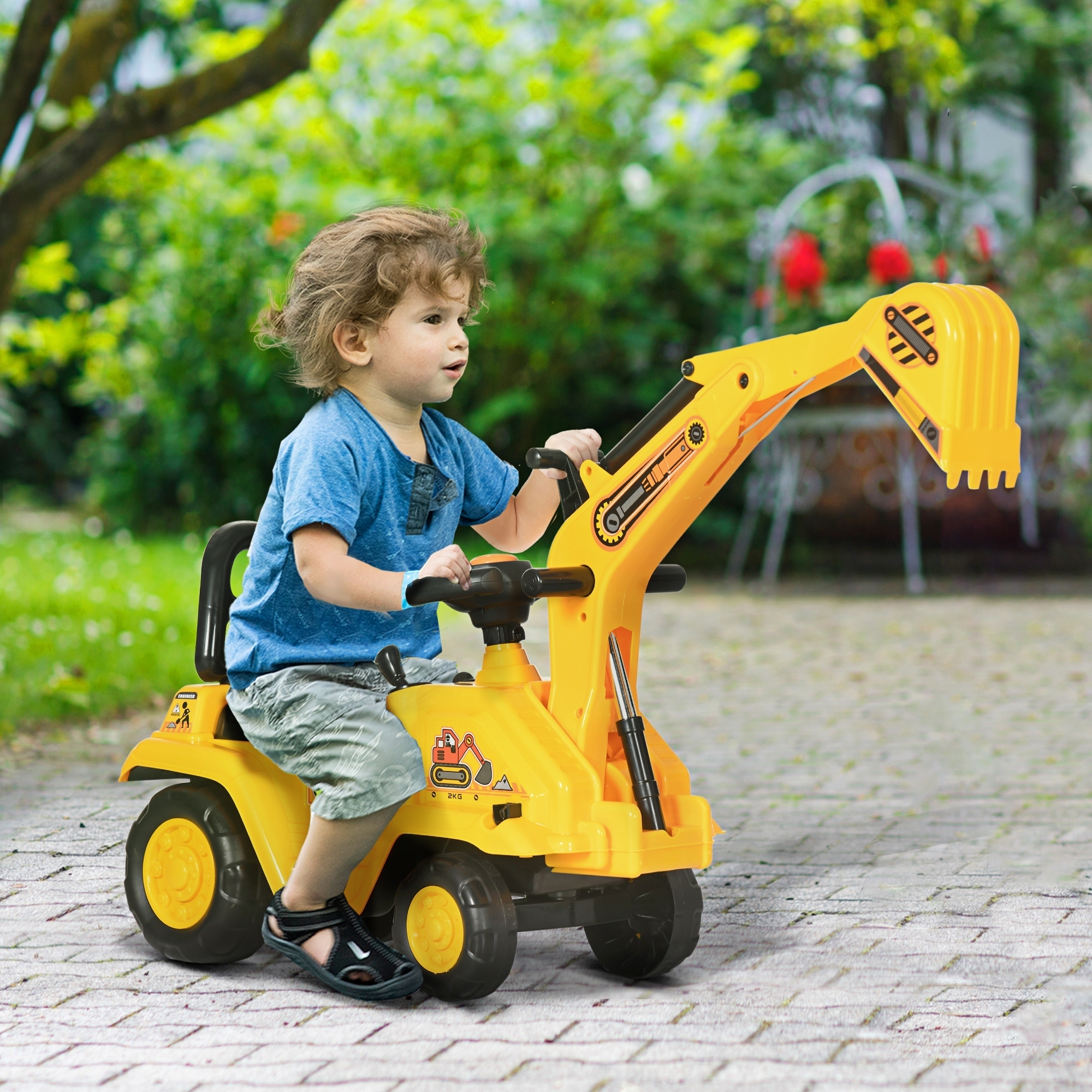 Jouet Engin 2 en 1: Tractopelle avec Remorque