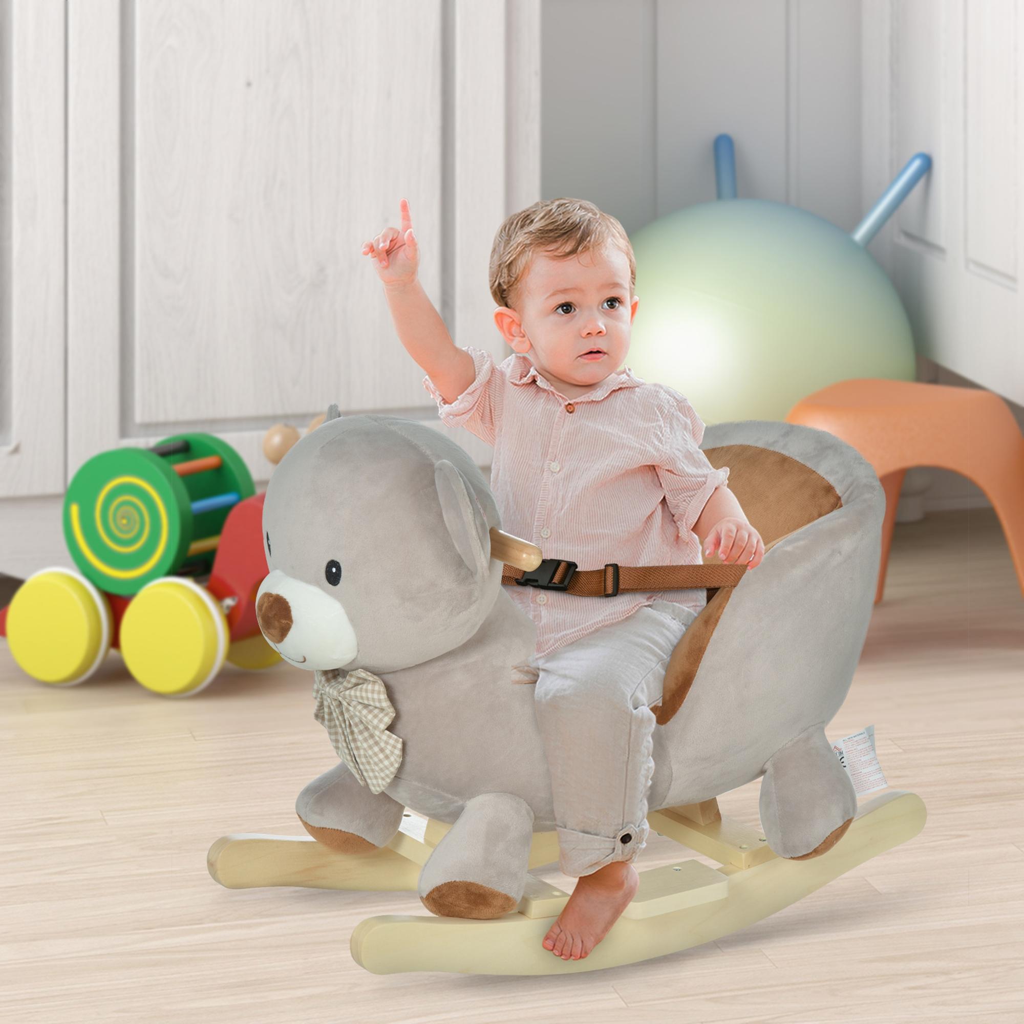 Cheval à bascule enfants ours sons 18-36 mois, gris