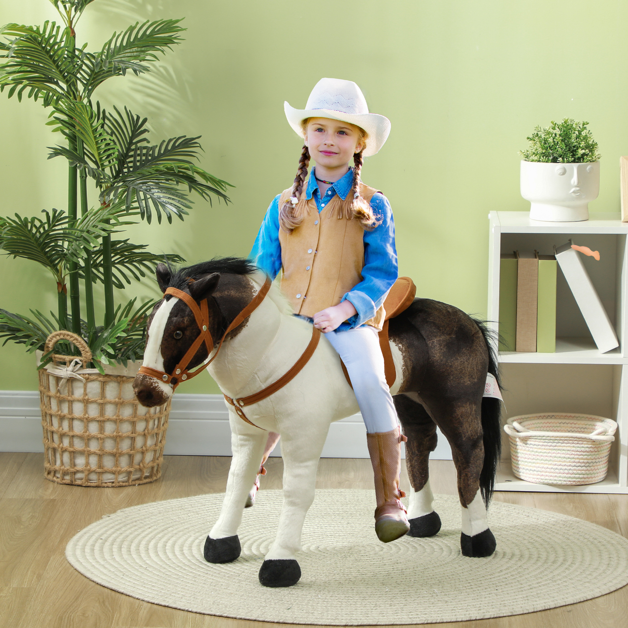 Cheval à chevaucher pour tout-petits 3-8 ans, marron